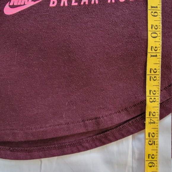 Nike Women's Fear Less Loose Fit Tee, Size L, Maroon Burgundy - Picture 9 of 14